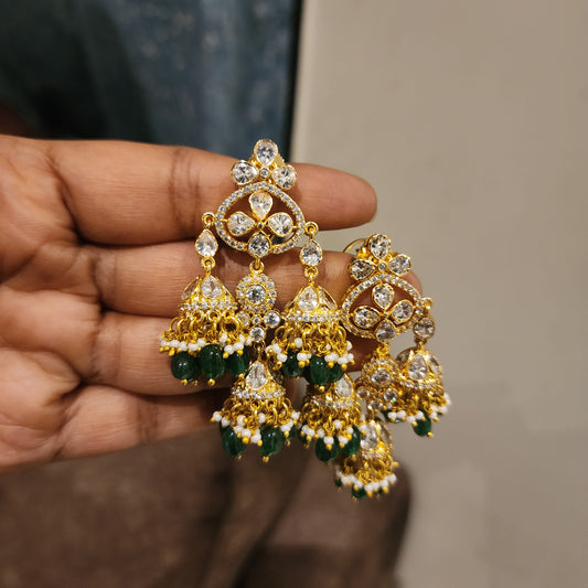 CZ stones three layer chandali jumkha