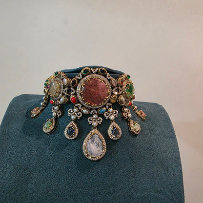 Multi color sabhyasachi inspired choker with precious stones